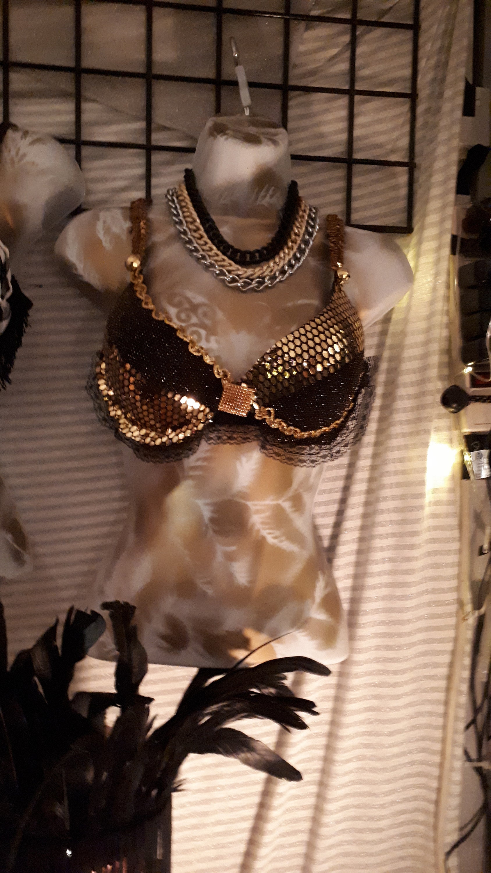 Festival/ Rave Bra Gold Hexagon Sequins Costume Bikini Belly Dance