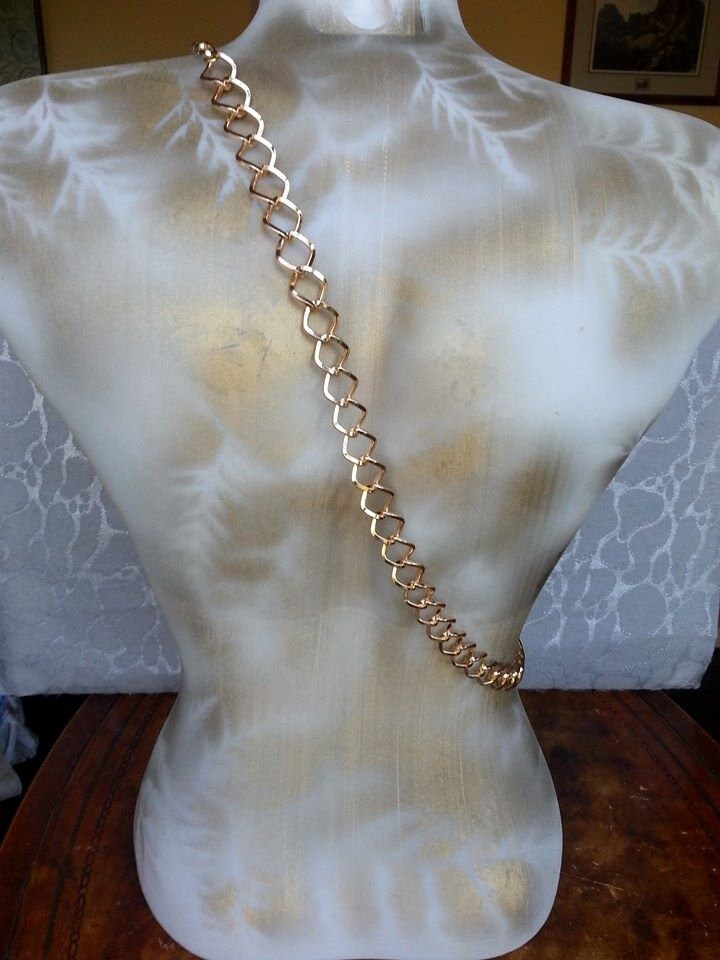 OOAK Gold Body Chain Side Sling Asymmetrical Rectangular  display picture 1
