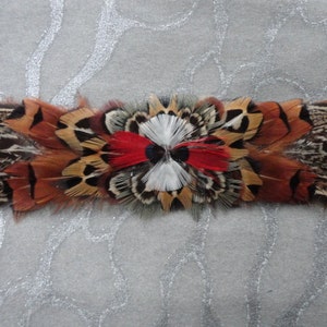 6 in 1 Feather Headband / Choker / Armband / Bracelette / Anklette / Garter on Leather w Laces Pheasant & Parrot OOAK Custom Made image 5