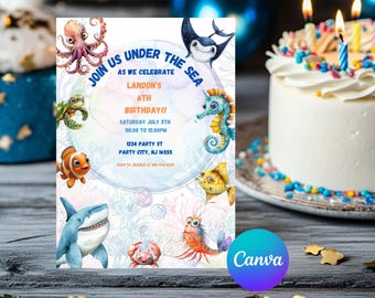 Unisciti a noi! Invito di compleanno a tema "Sotto il mare" / Download immediato / Modello modificabile
