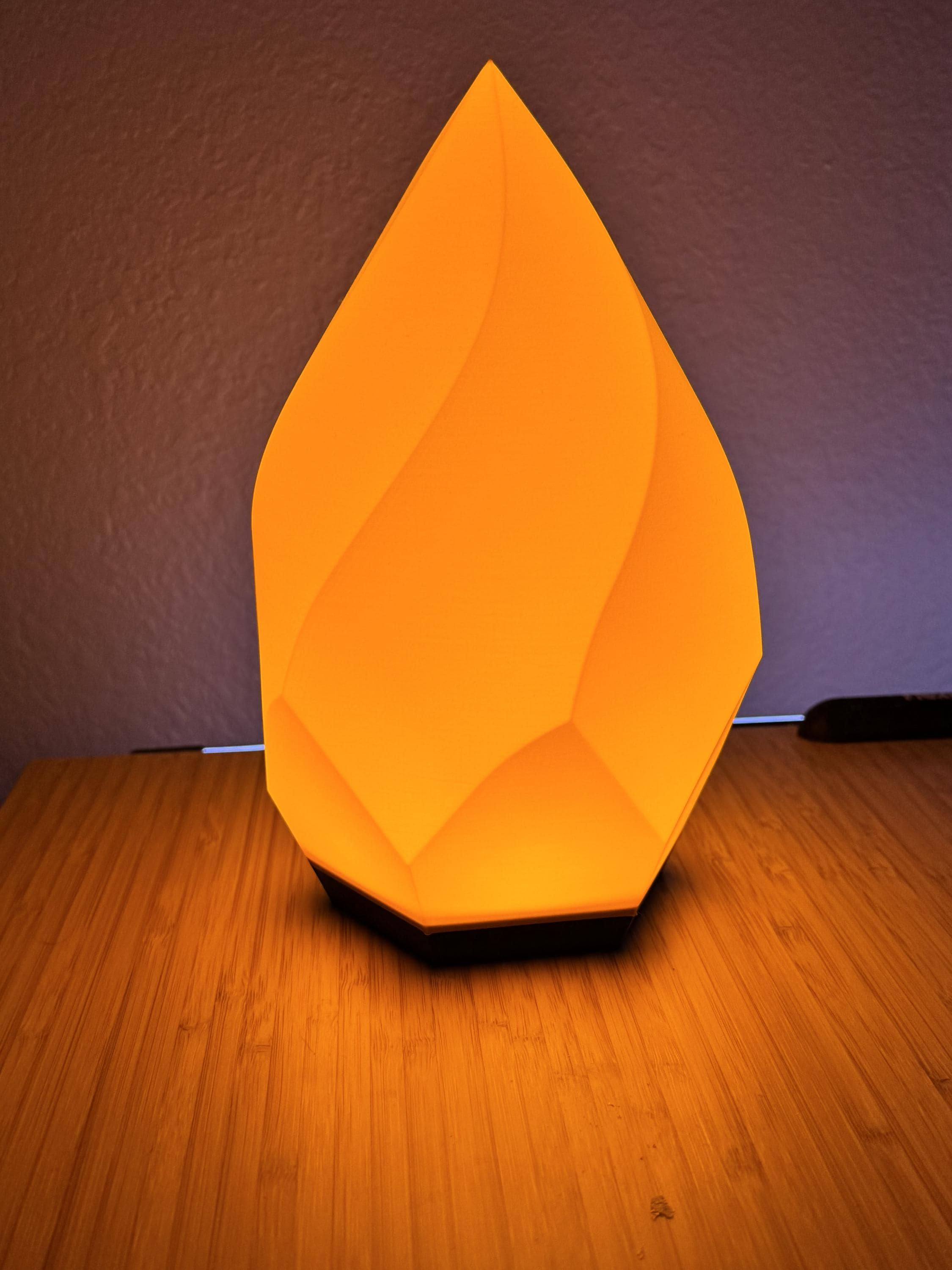 Orange Flame Desk Lamp Modern LED Light for Home Office Unique Table Decor Gift for Him Stylish Lighting Accent 3D Printed