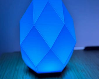 Blue Ice Crystal Desk Lamp Unique LED Light Decor for Home Office Gift for Him Modern Table Lighting Accent 3D Printed
