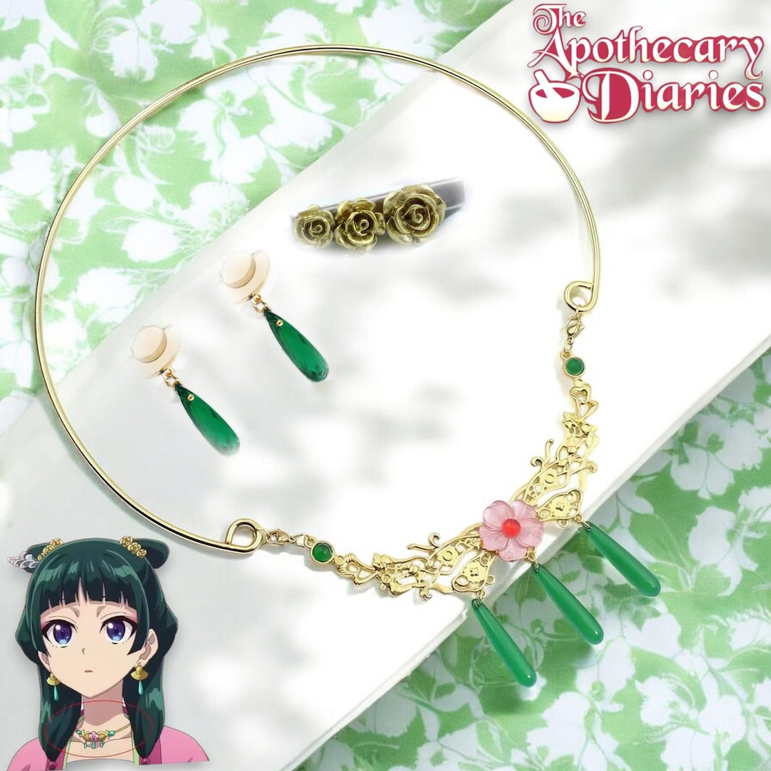 Le Journal D'apothicaire Maomao Cosplay Collier Boucles D'oreilles U00e9pingles U00e0 Cheveux Chapeaux Clips D'oreille Accessoires De Cosplay Pour Les Femmes Halloween Accessoire