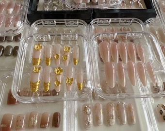 Caja de uñas postizas Mystery Press On: Juego de 3 puntas de uñas elegantes con gemas