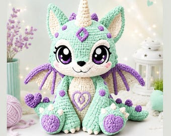 Cute Fantasy Monster Crochet Pattern PDF, Friendly Horn Monster, Crochet Pattern DIGITAL PDF - Amigurumi Tutorial Kawaii, Plush Toy Tutorial