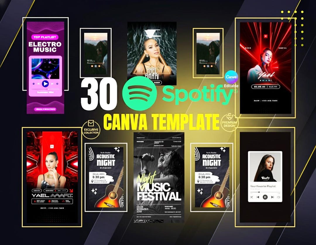 Spotify Wrapped 2025 Canva Templates | 30 Editable Instagram & Tiktok ...