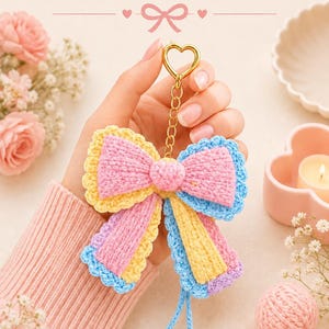 Modèle de nœud au crochet, tutoriel PDF facile pour barrette et porte-clés, accessoire nœud pour bébé débutant, téléchargement numérique instantané