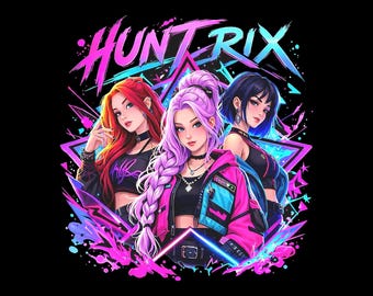 Kpop Demon Hunter Shirt PNG, Birthday Party Favors Design, Anime Girl Group T Shirt PNG, Sublimation PNG Digital Download