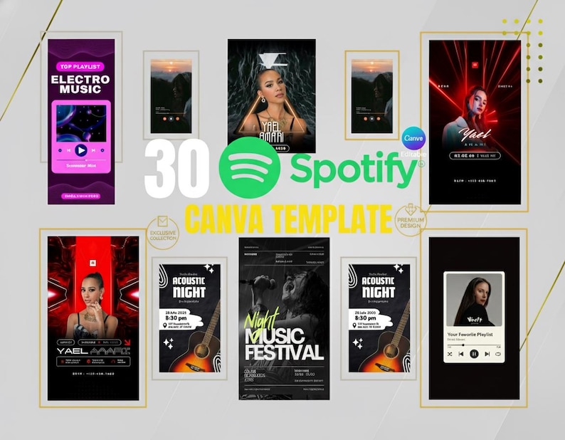 30 Spotify Music Post Canva Templates | Instagram & Tiktok Story Kit ...