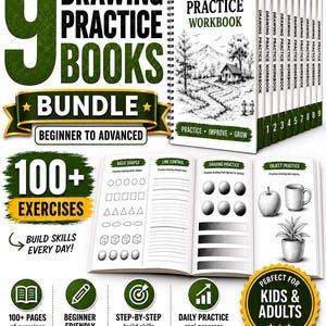 Daily Drawing Practice System | Beginner Sketching Workbook Bundle | 100+ Printable Art Exercises PDF