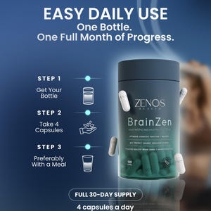 Zenos Health BrainZen Brain Health Supplement: Citicoline, Resveratrol & NAD+ - 120 Capsules image 5