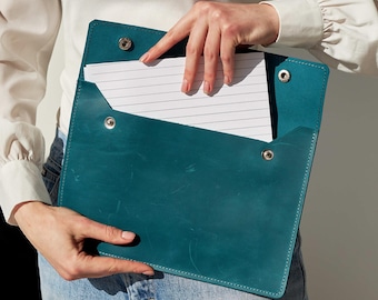 Custom leather document holder, Personalized leather folder, Leather paper folder, Paper file folders, Leather document case, Document pouch
