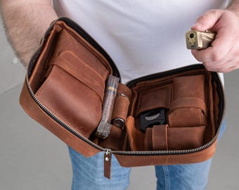 Spersonalizowane skórzane etui na cygara, Etui podróżne na cygara, Skórzane etui na cygara, Etui do przechowywania cygar, Etui na akcesoria do cygar