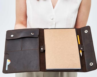 Leather notebook cover custom, Personalized notebook cover, Refillable leather journal cover, Leather notebook case, Leather planner cover