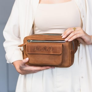 Handgefertigte Leder Gürteltasche, Leder Gürteltasche für Frauen, Leder Bauchtasche personalisiert, Gürteltasche individuell, Damen Leder Bauchtasche