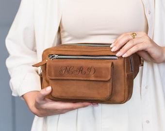 Womens leather belt bag, Personalized belt bag, Leather waist bag for women, Leather bum bag ladies, Handmade leather belt bag