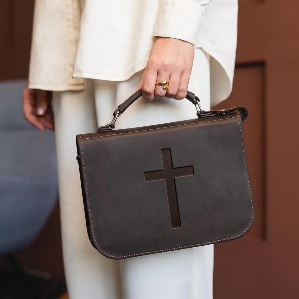 Bibeltasche, Personalisierte Bibelhülle mit Griff, Bibeltragetasche, Lederbibel-Reißverschlusshülle, Bibelschutz, Lederbuchhalter