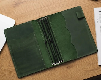 Monogrammed leather notebook cover, Leather bound notebook, Travel notebook cover, Personalized notebook cover, Leather travel journal