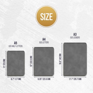 May include: Diagram showing the different sizes of paper, including A3, A4, and A5. The sizes are labelled with their corresponding US names, such as US Ledger, US Letter, and US Half Letter. The dimensions are shown in both inches and centimetres.