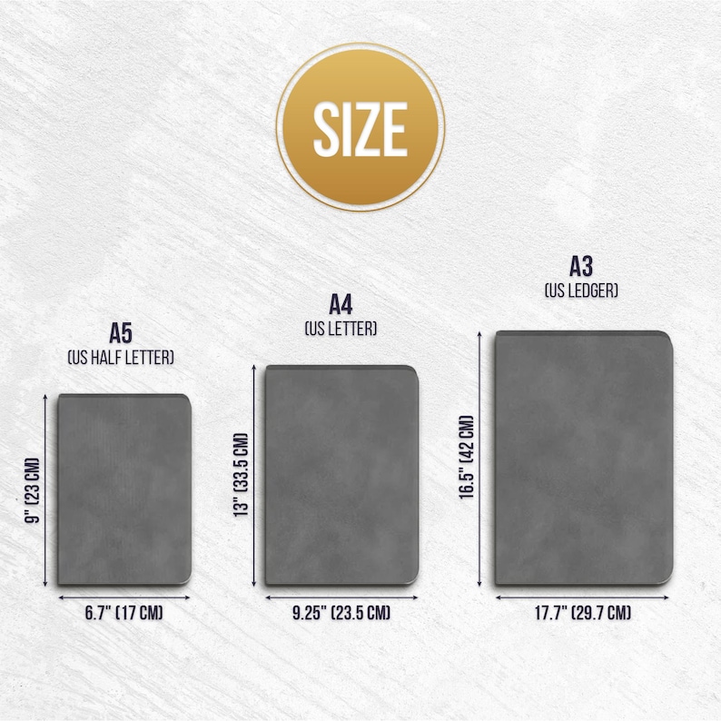 May include: Diagram showing the different sizes of paper, including A3, A4, and A5. The sizes are labelled with their corresponding US names, such as US Ledger, US Letter, and US Half Letter. The dimensions are shown in both inches and centimetres.