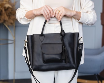 Leather travel tote bags, Personalized leather tote, Leather tote with trolley sleeve, Shoulder tote bag custom, Luggage sleeve tote