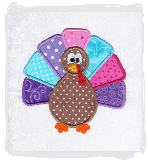 Items similar to Thanksgiving Turkey Applique Machine Embroidery Design