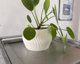 Modern flowerpot white 11.7 cm - wave design PLA plant pot for succulents