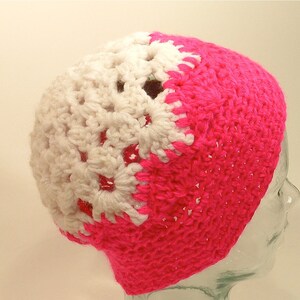 Womens Headband Hat Snowflake Top Hot Pink Neon White Cap Fleece Free Ship U.S.