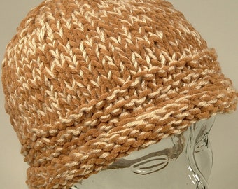 Vegan Men Women Large Knit Hat Loose Bucket Style Tan Beige Winter White Free Ship U.S.