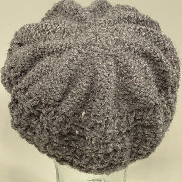 Womens Knit Hat Beret Tam Cap Gray Wool Blend Teens Soft Lace Free Ship U.S.