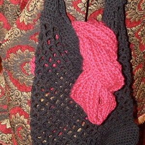 Market Bag Black Cotton Shoulder Tote Strap Sustainable Carrier Crochet Mesh