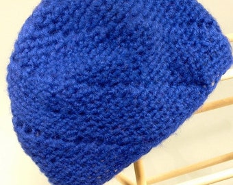Womens Hat Cap Beanie Thin Layer Crochet Mohair Eco Electric Who Blue Free Ship U.S.