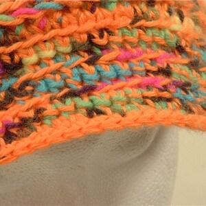 Womens Girls Knit Headband Neon Orange Ear Warmer Newsboy Visor Free Ship U.S.