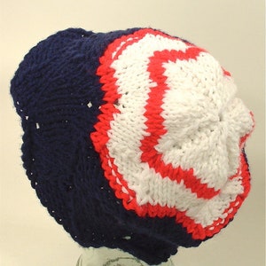 Knit Hat Cap Newsboy Red White Blue Flag Stars Stripes Patriot Visor Fleece Free Ship U.S.
