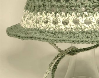 Toddler Baby Bucket Cotton Hat Brim Cap Spring Green Sage Twist Stripe Free Ship U.S.