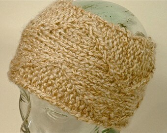 Mens Womens Knit Headband Cable Ear Warmer No Fasten Natural Earth Tones Free Ship U.S.