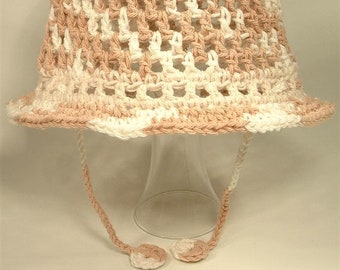 Baby Toddler Bucket Cotton Play Hat Brim Custom Fit Natural String Mix Set Free Ship U.S.