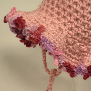 Baby Girl Toddler Bucket Hat Ruffle Brim Rose Pink Plum Purple Fleece Band