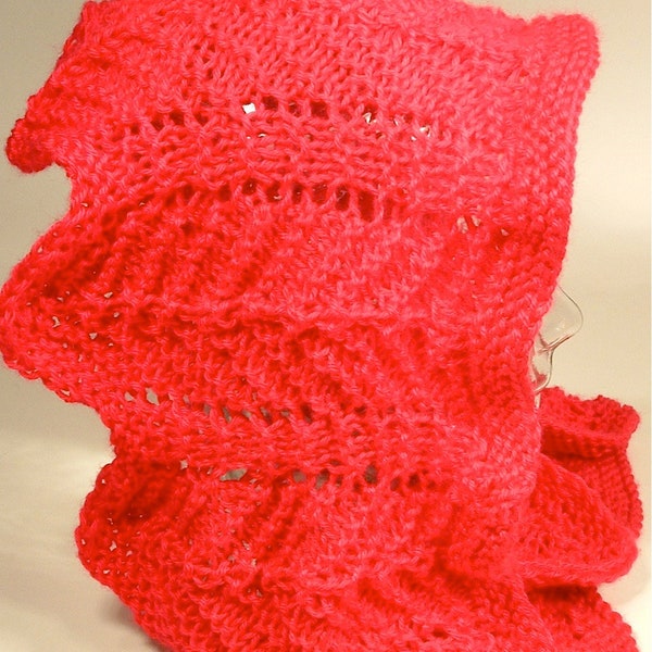 Womens Knit Cowl Lace Hood Scarf Neck Piece Chevron Red Waves Free Ship U.S.