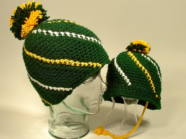 Unisex Beanie Hat Green Yellow Handmade Crochet Hat Crocheted Hat: Handmade Acrylic Yarn/green and Yellow Hat  main image 4