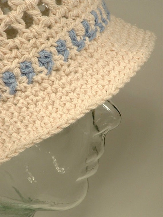Mens Womens Summer Cotton Crochet Mesh Bucket Sun Hat Brim 