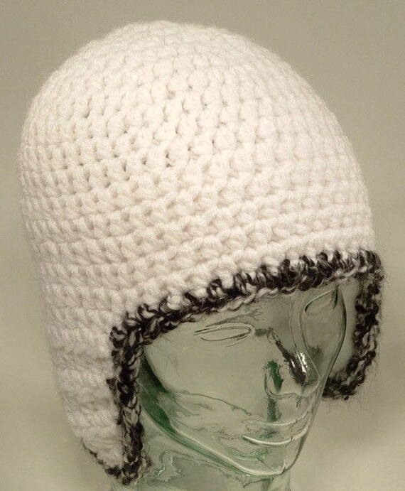 Mens Beanie Hat Ear Flap Helmet White 