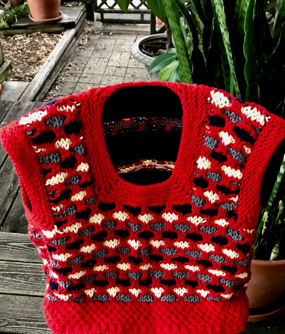 Hand Knit Sweater Vintage 1980's Women's Lacy Lon… - image 8