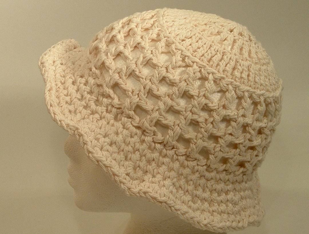 Womens String Hat Cotton Bucket Mesh Summer Sun Brim Ecru Cap Free Ship ...