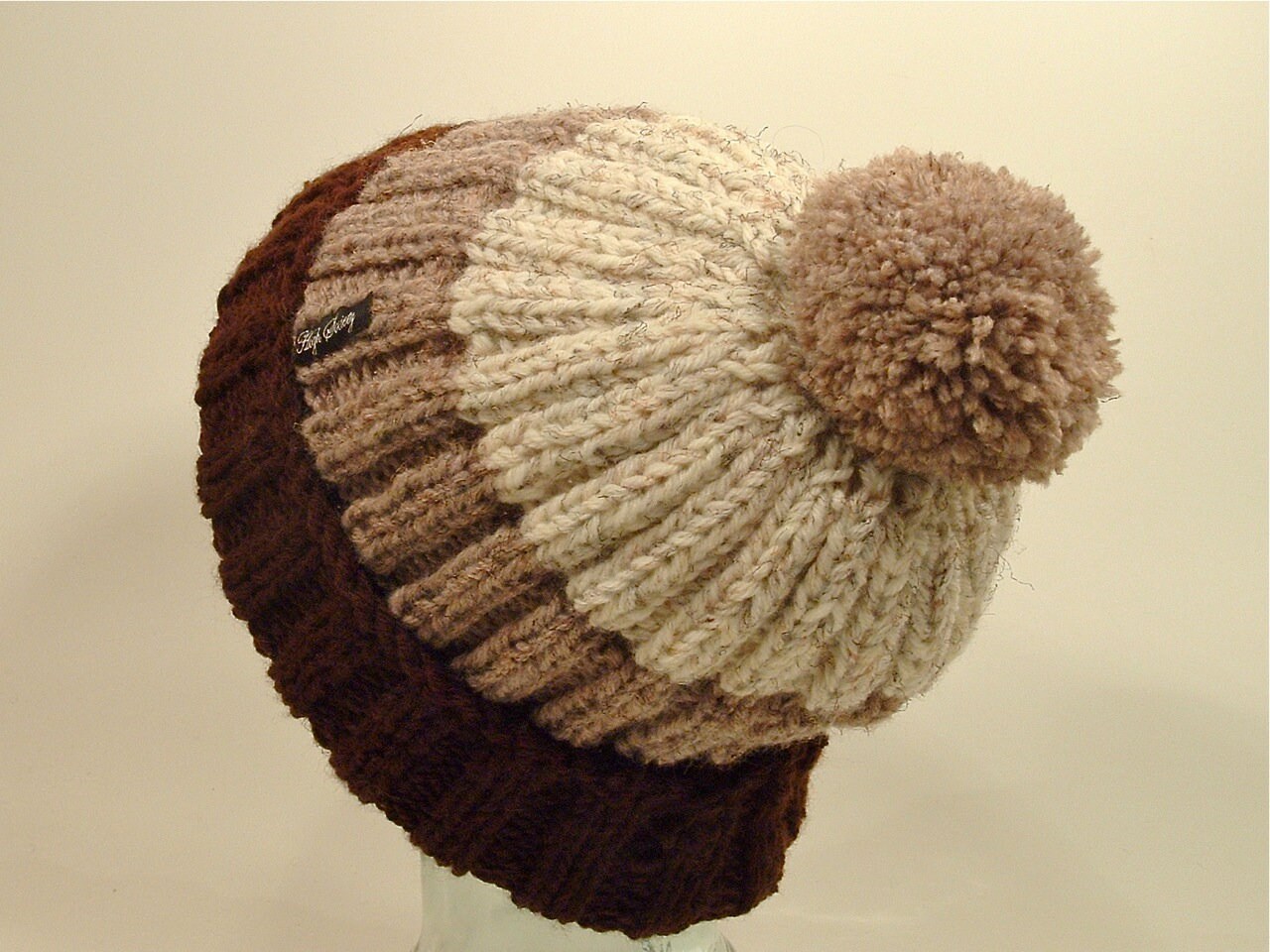 Mens Womens Knit Hat Pom Large Brown Red Natural Winter White - Etsy UK