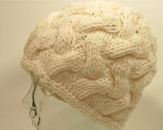 Mens Womens Knit Hat Chunky Cable Natural White Basket Weave Braid Cross Free Ship U S Mens Womens Knit Hat Chunky Cable Natural White Basket Weave Braid Cross Free Ship U S