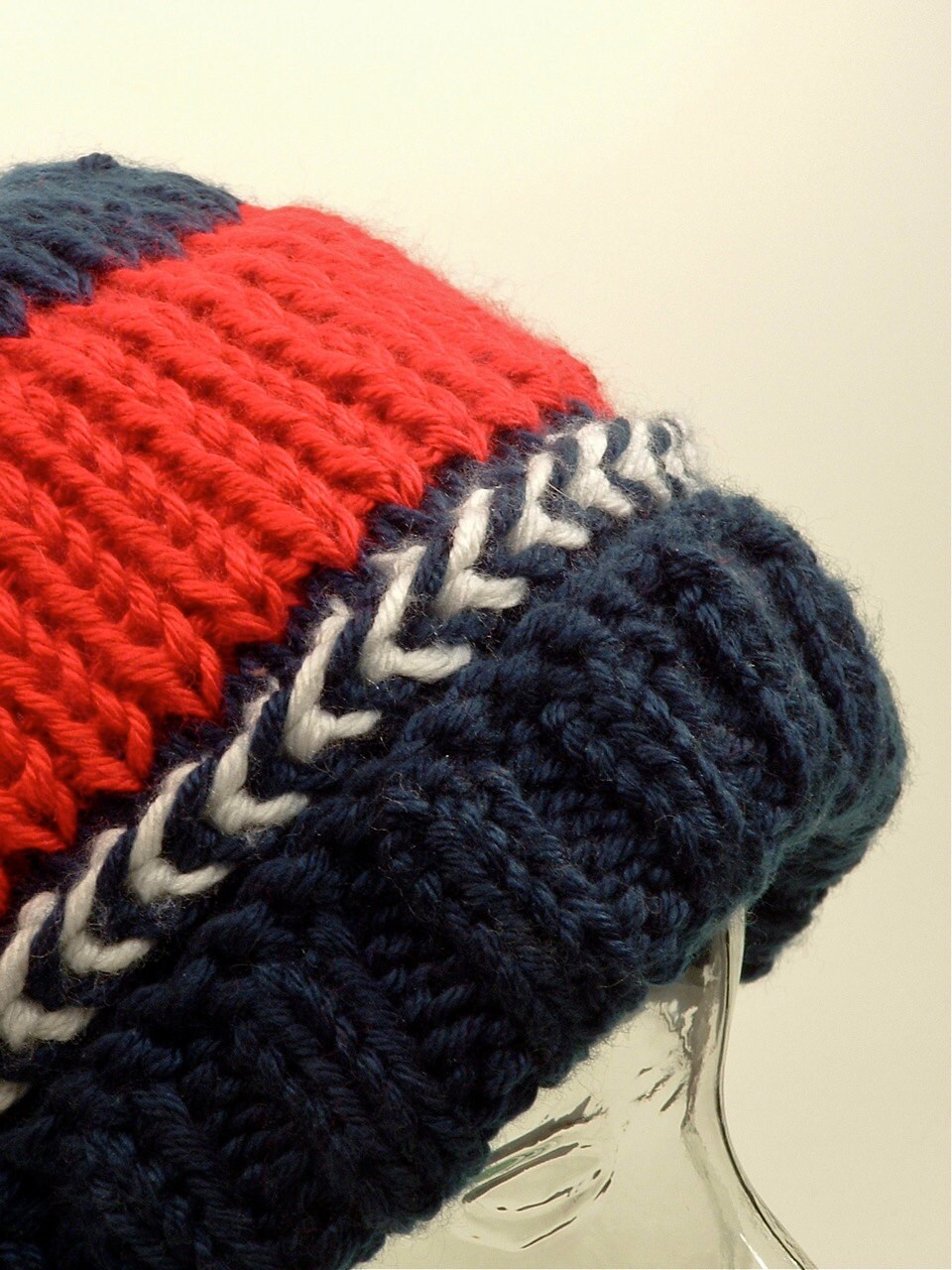 Mens Womens Knit Hat Beanie Navy Blue Red White USA Arrow