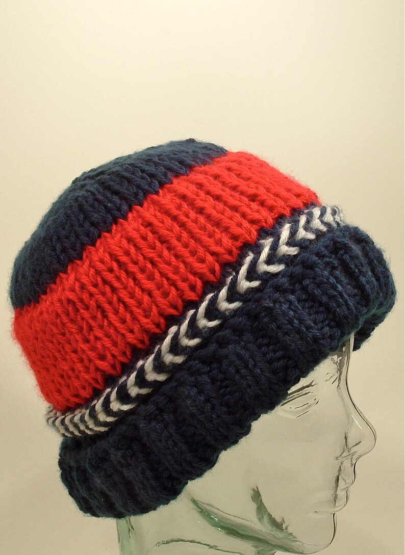 Knit Hat Cap Newsboy Red White Blue Flag Stars Stripes Patriot Etsy