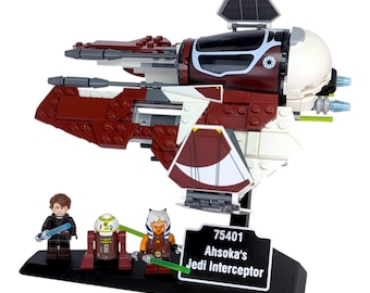 Supporto espositore per LEGO Star Wars 75401 Ahsoka&#39;s Jedi Interceptor / 3 slot per minifigure