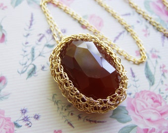 Carnelian Pendant, Carnelian Necklace, Gemstone Necklace, Red Carnelian Necklace, Red Gemstone Necklace, Long Pendant Necklace